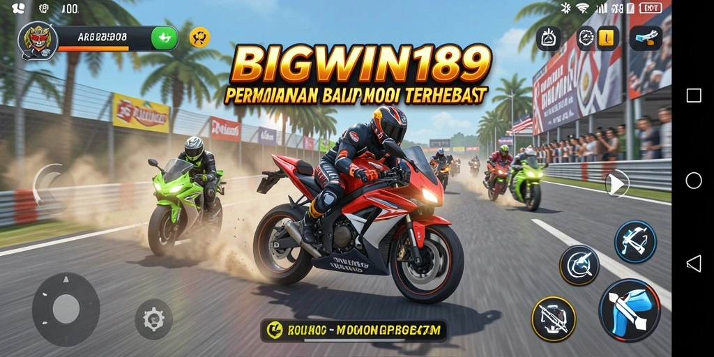 Screenshot menampilkan aksi balap motor yang seru dan mendebarkan.