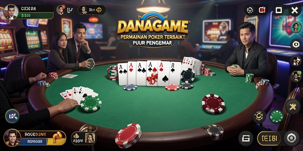 Tampilan menarik dari gameplay poker di DANAGAME.