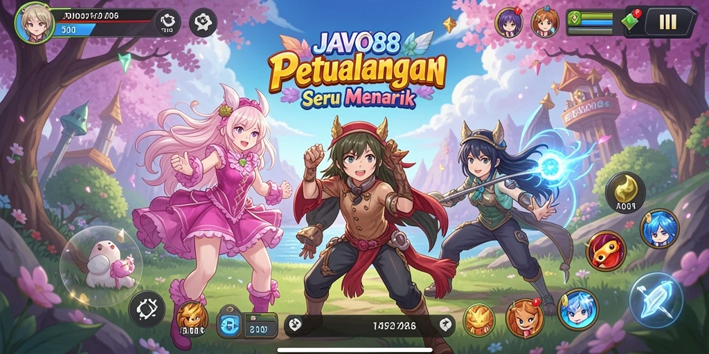 Screenshot gameplay JAVO88 dengan karakter anime yang dinamis.