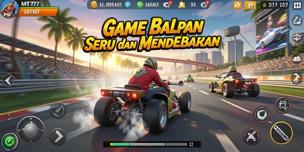 Screenshot MT777 menampilkan balapan mendebarkan di jalanan kota.